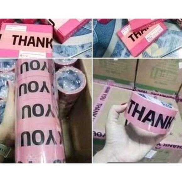 120mt Pink THANK YOU tape roll - Picture 2 of 2